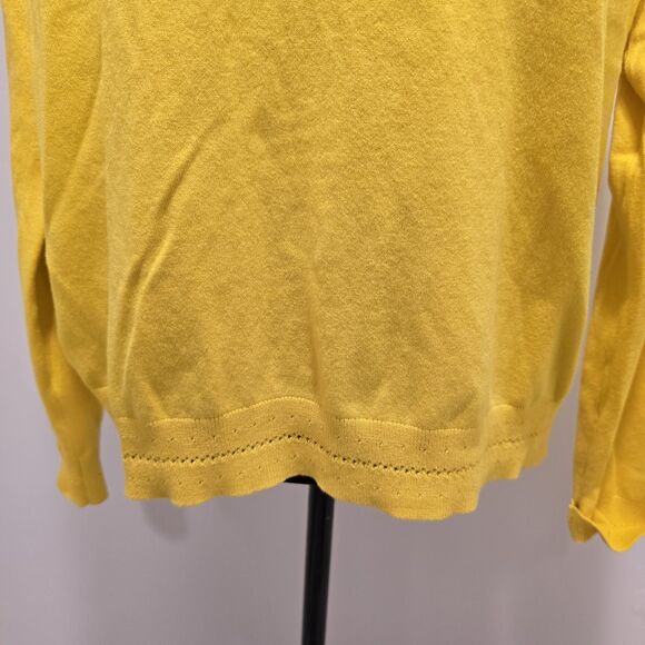 Boden V Neck Sweater Cotton Blend Large Womens Lightweight Yellow Spring Preppy - Picture 4 of 10